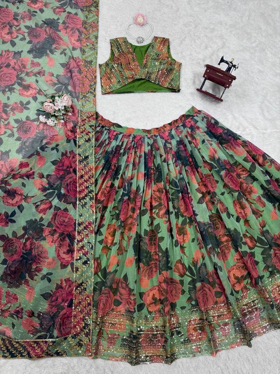 Organza Thread Work Lehenga - MYLUXURY LANE ENTERPRISE